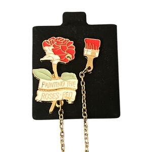 Painting The Roses Red Alice In Wonderland Enamel Gold Tone Hat Lapel Pin